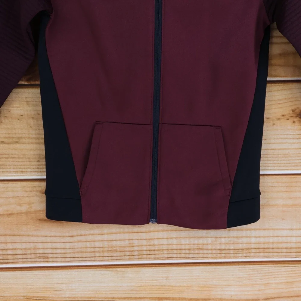 Old Navy Activewear Full Zip Jacket Girls Size M Maroon Black Mock‎ Neck Pockets